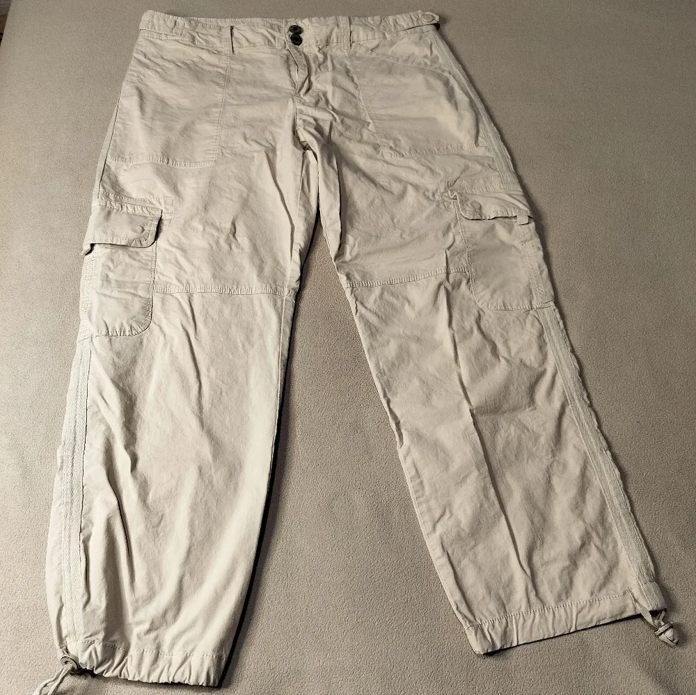 Blossom & Clover Women's  Cargo Ankle Tie Pants Joggers Sz 10 - Beige